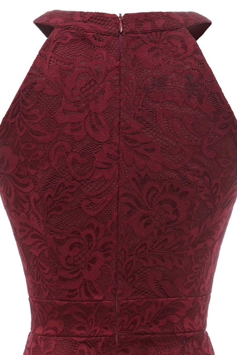 Carregar imagem no visualizador da galeria, Borgonha High Low Lace Dress