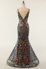 Carregar imagem no visualizador da galeria, Vestido de baile de baile de mermiad preto de lantejoulas