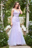 Sereia Roxo Vestido de Baile Com Apliques