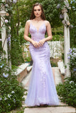 Sereia Roxo Vestido de Baile Com Apliques