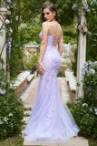 Sereia Roxo Vestido de Baile Com Apliques