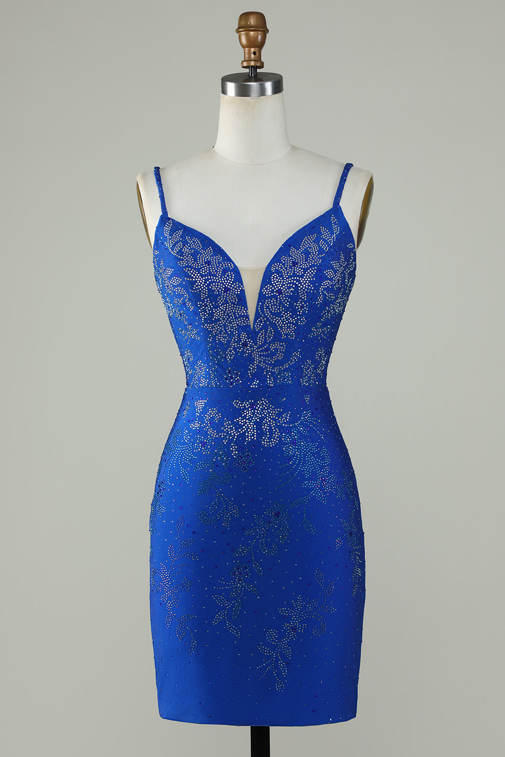 Royal Blue Frisado Esparguete Correias Bodycon Homecoming Dress