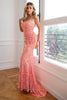 Carregar imagem no visualizador da galeria, Sereia Spaghetti Alças Coral Sequins Vestido de baile