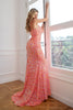 Carregar imagem no visualizador da galeria, Vestido de baile de spaghetti de lantejoulas cor-de-rosa quente