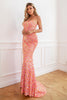 Carregar imagem no visualizador da galeria, Sereia Spaghetti Alças Coral Sequins Vestido de baile