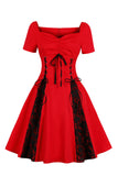 Vestido de balanço de renda vintage com renda