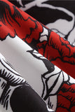 Vestido vintage de manga comprida de crânio de Halloween vermelho