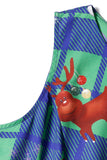 Vestido de Natal de impressão de xadrez vintage verde