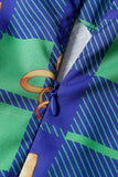 Vestido de Natal de impressão de xadrez vintage verde