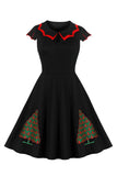 Vestido preto de Xmas com mangas de chapéu de árvore de Natal