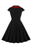 Vestido preto de Xmas com mangas de chapéu de árvore de Natal