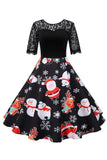 Novo vestido de impressão de renda para a festa de Natal