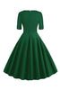 Carregar imagem no visualizador da galeria, Vestido verde de manga curta V-Neck 1950
