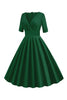 Carregar imagem no visualizador da galeria, Vestido verde de manga curta V-Neck 1950