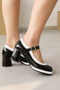 Carregar imagem no visualizador da galeria, Sapatos pretos do toe round com correia ajustável
