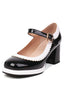 Carregar imagem no visualizador da galeria, Sapatos pretos do toe round com correia ajustável