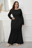 Carregar imagem no visualizador da galeria, Plus Size Lace Mangas Compridas Pretas Mãe do Vestido da Noiva