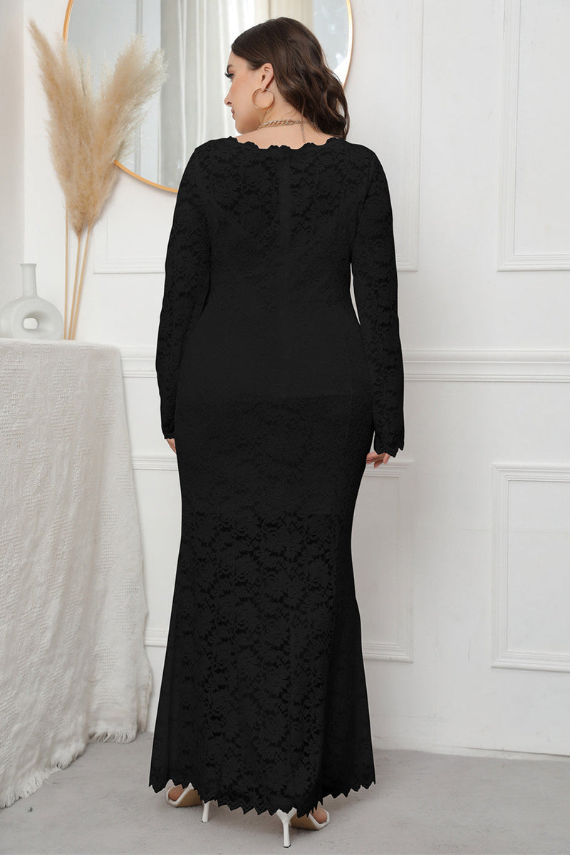 Carregar imagem no visualizador da galeria, Plus Size Lace Mangas Compridas Pretas Mãe do Vestido da Noiva