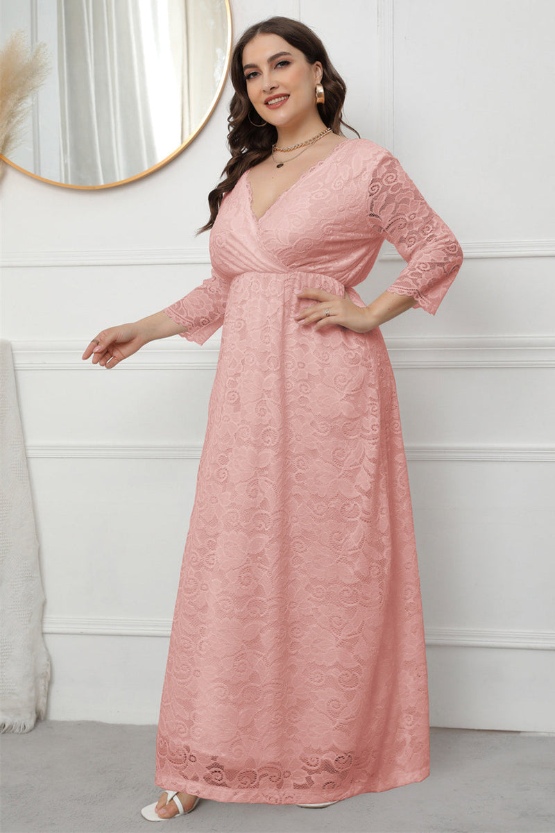 Carregar imagem no visualizador da galeria, Plus Tamanho V renda rosa mãe do vestido de noiva