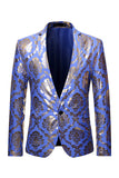 Azul Blazer de Festa Lapela Entalhada