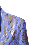 Azul Blazer de Festa Lapela Entalhada