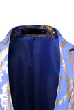 Azul Blazer de Festa Lapela Entalhada