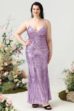 Espaguete Correias Roxo Tamanho Grande Vestido de Festa