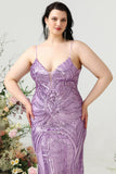 Espaguete Correias Roxo Tamanho Grande Vestido de Festa