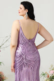 Espaguete Correias Roxo Tamanho Grande Vestido de Festa