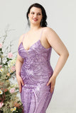 Espaguete Correias Roxo Tamanho Grande Vestido de Festa