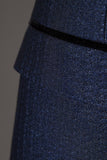 Azul Escuro Lapela de Pico Terno Masculino Duplo Peito