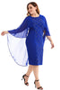 Carregar imagem no visualizador da galeria, Plus Size Royal Blue Mother Of The Bride Dress With Cape