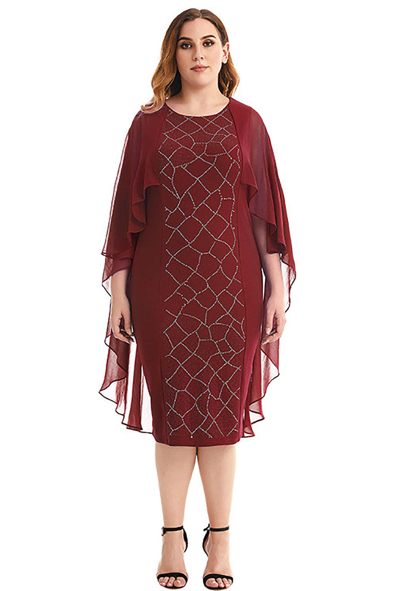 Carregar imagem no visualizador da galeria, Plus Size Royal Blue Mother Of The Bride Dress With Cape