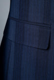 Azul Escuro Terno Masculino Duplo Peito 3 Peças