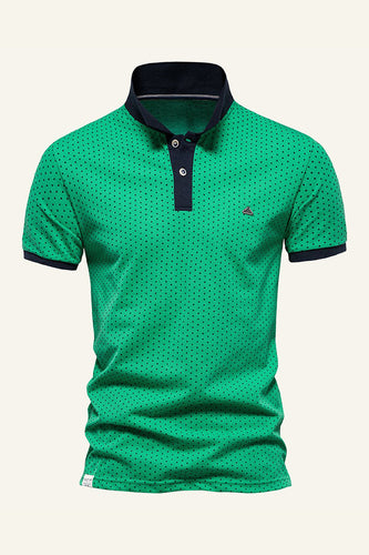 Clássico Verde Fit Pontos de Polka Camisa Polo Masculino