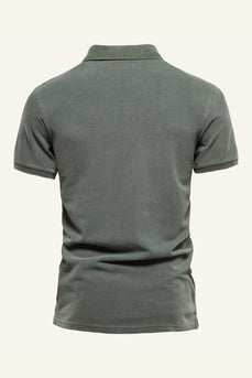 Clássico Cinza Verde Mangas Curtas Camisa Polo Masculino