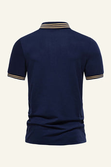 Slim Caber Azul Marinha Mangas Curtas Camisa Polo