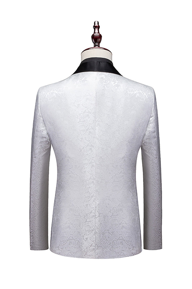 Carregar imagem no visualizador da galeria, Jacquard Branco 2-Piece Xaile Lapela Homens Prom Suits