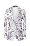Bordado Branco Masculino Notched Lapel Prom Blazer