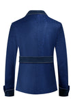 Azul escuro Jacquard xaile lapela 2 peças homens ternos de baile com cinto