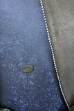 Jacquard azul escuro 2 peças homens ternos de baile com cinto