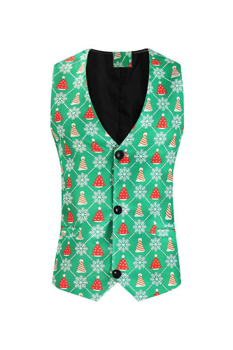 Árvore de Natal Verde Single Breasted Men's Suit Vest