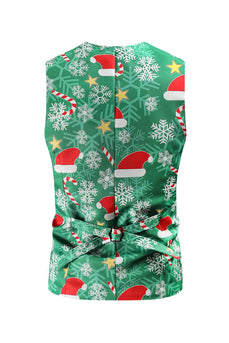 Verde estampado único peito masculino terno de Natal colete