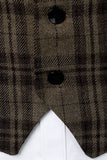 Marrom escuro listrado único peito masculino retro terno colete