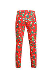 Natal Masculino Impresso Vermelho 3-Piece One Button Party Suits