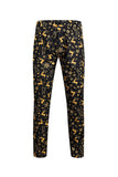 Homens Natal Impresso Preto 3-Piece One Button Party Suits