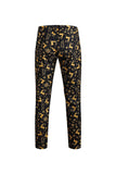 Homens Natal Impresso Preto 3-Piece One Button Party Suits
