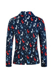 Notched Lapela Um Botão Elk Dark Blue Natal Ternos Masculinos