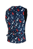 Notched Lapela Um Botão Elk Dark Blue Natal Ternos Masculinos