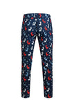 Notched Lapela Um Botão Elk Dark Blue Natal Ternos Masculinos